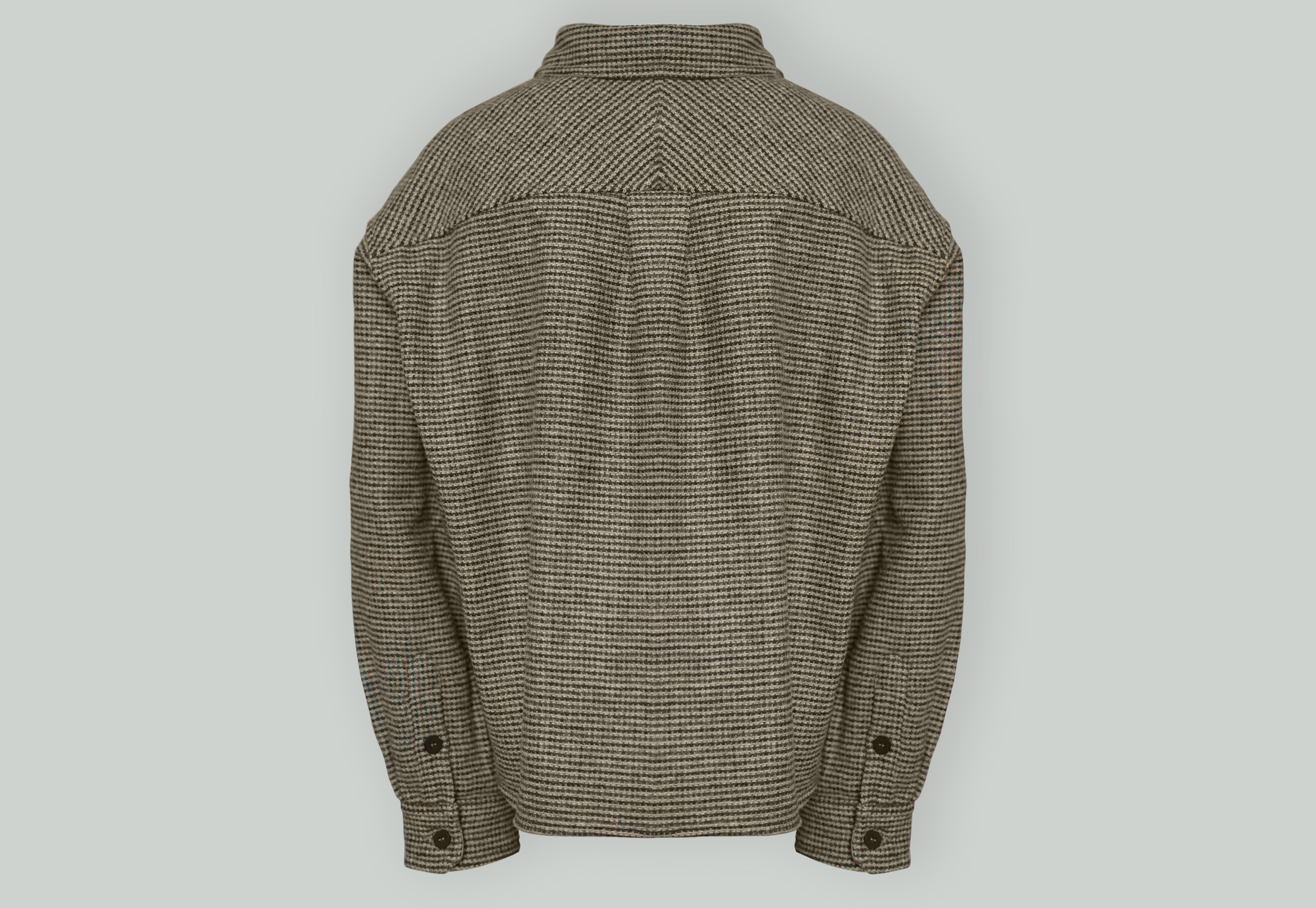 Japanese Wool Top with Houndstooth fabric and front zip in boxy fit - Backview
