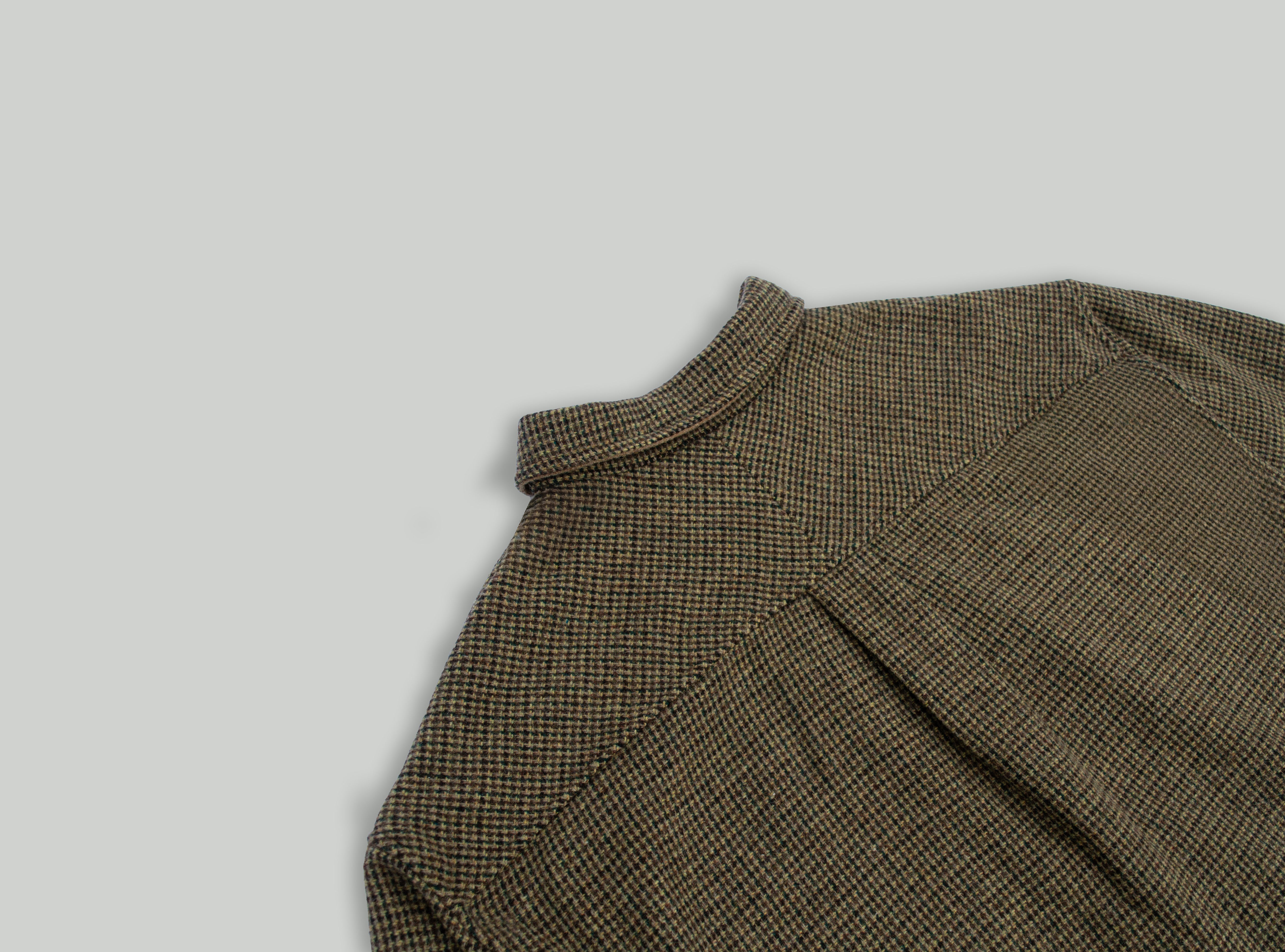 
Japanese Wool Top with Houndstooth fabric and front zip in boxy fit - Backview