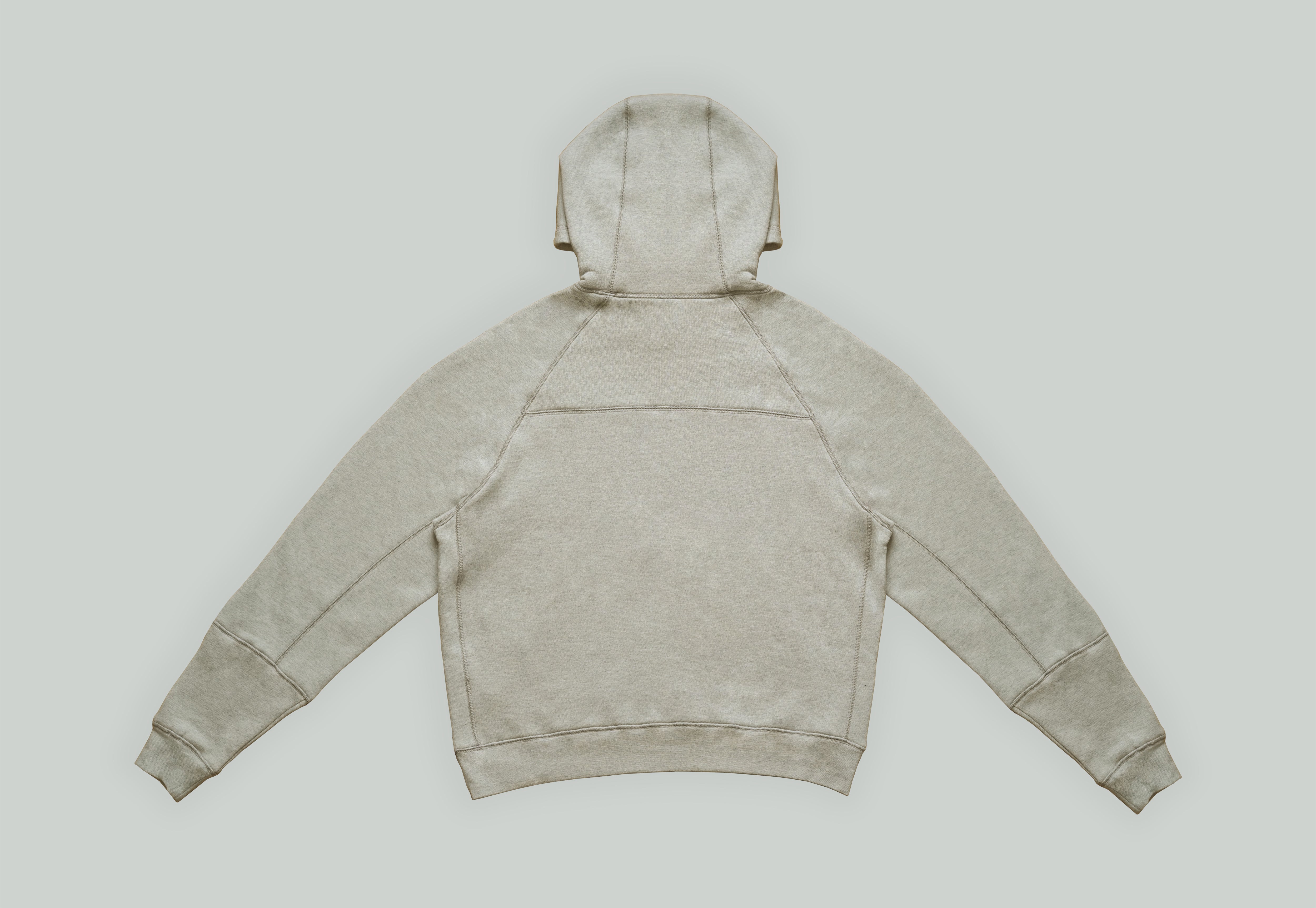 Loose Fit Hoodie in Grey/Beige from Misela Studios with Hood and front pocket - Backview